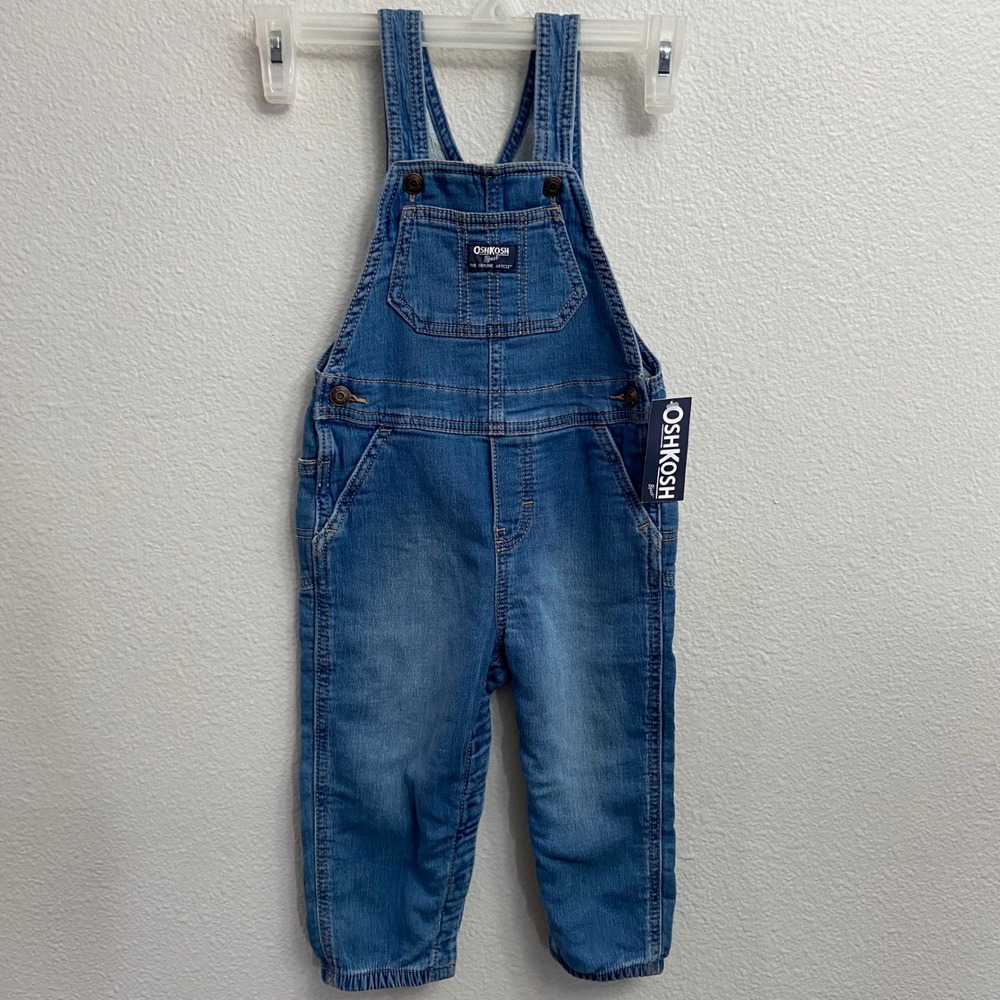 OshKosh B'gosh Baby Boys‎ Denim Overalls Bib Pants 24M Blue  NEW Snaps - Picture 7 of 8